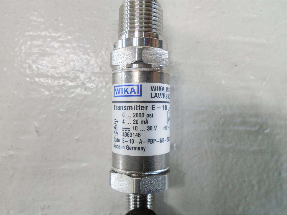 Wika E-10 Pressure Transmitter, 4363146, 0-2000 PSI, E-10-A-PBP-NB-ZG2X67-ZZ